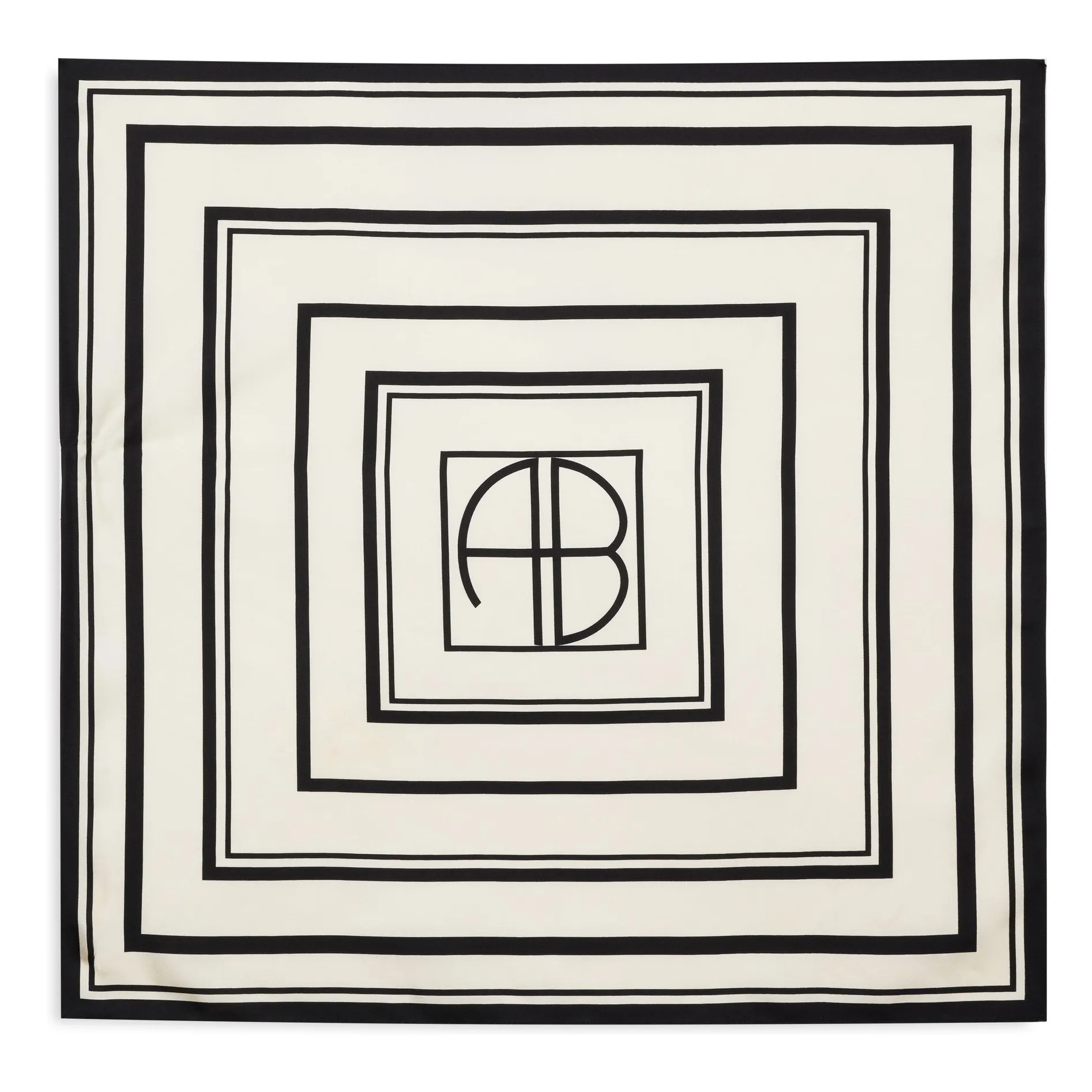 Anine Bing Ivory York Monogram Silk Scarf