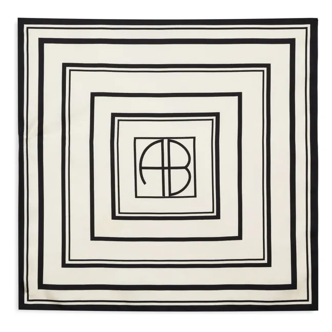 York Monogram Silk Scarf | Ivory