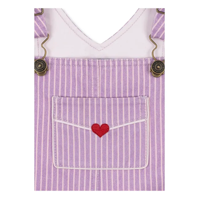 Salopette Lettre Coton Bio - RHW x KS | 	Lilas