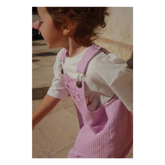Salopette Lettre Coton Bio - RHW x KS | 	Lilas