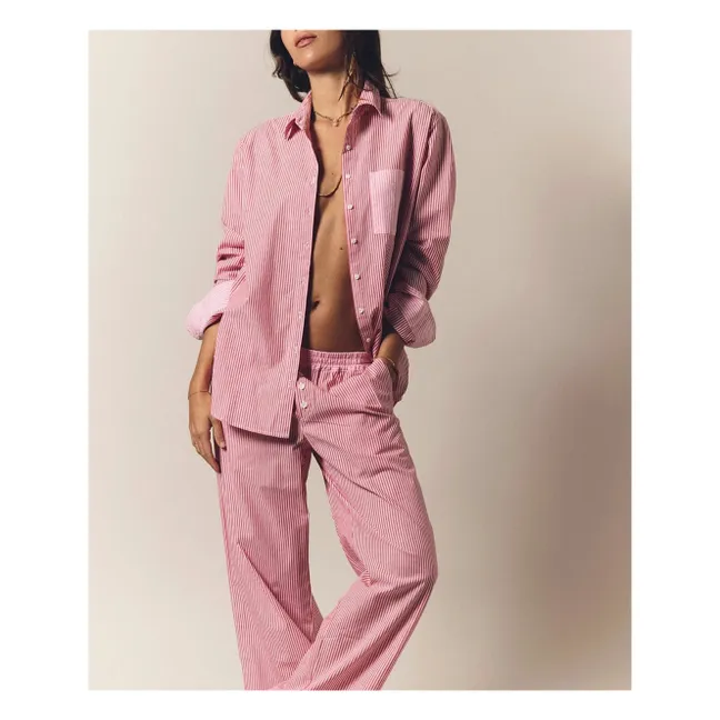 Chemise Violette Rayée | Rose