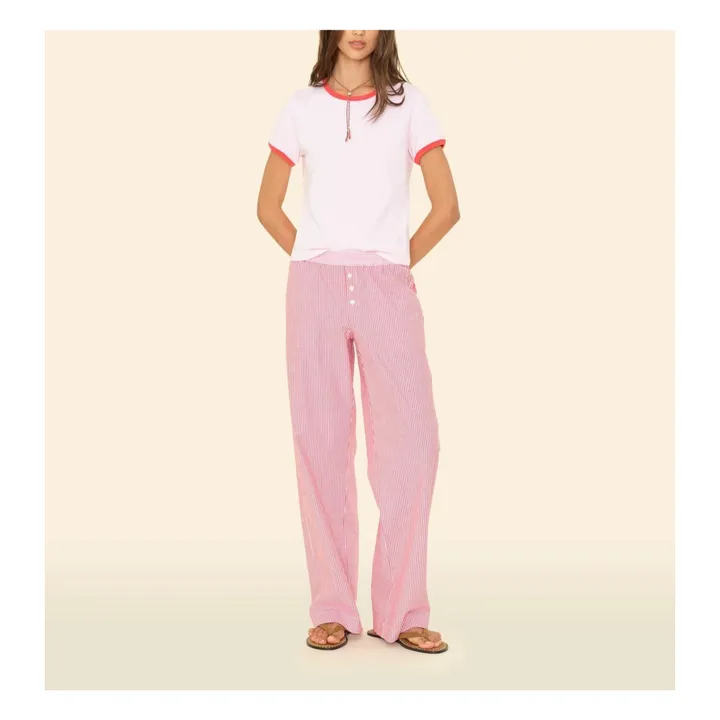 Pantalon Maxime Rayé | Rose- Image produit n°1