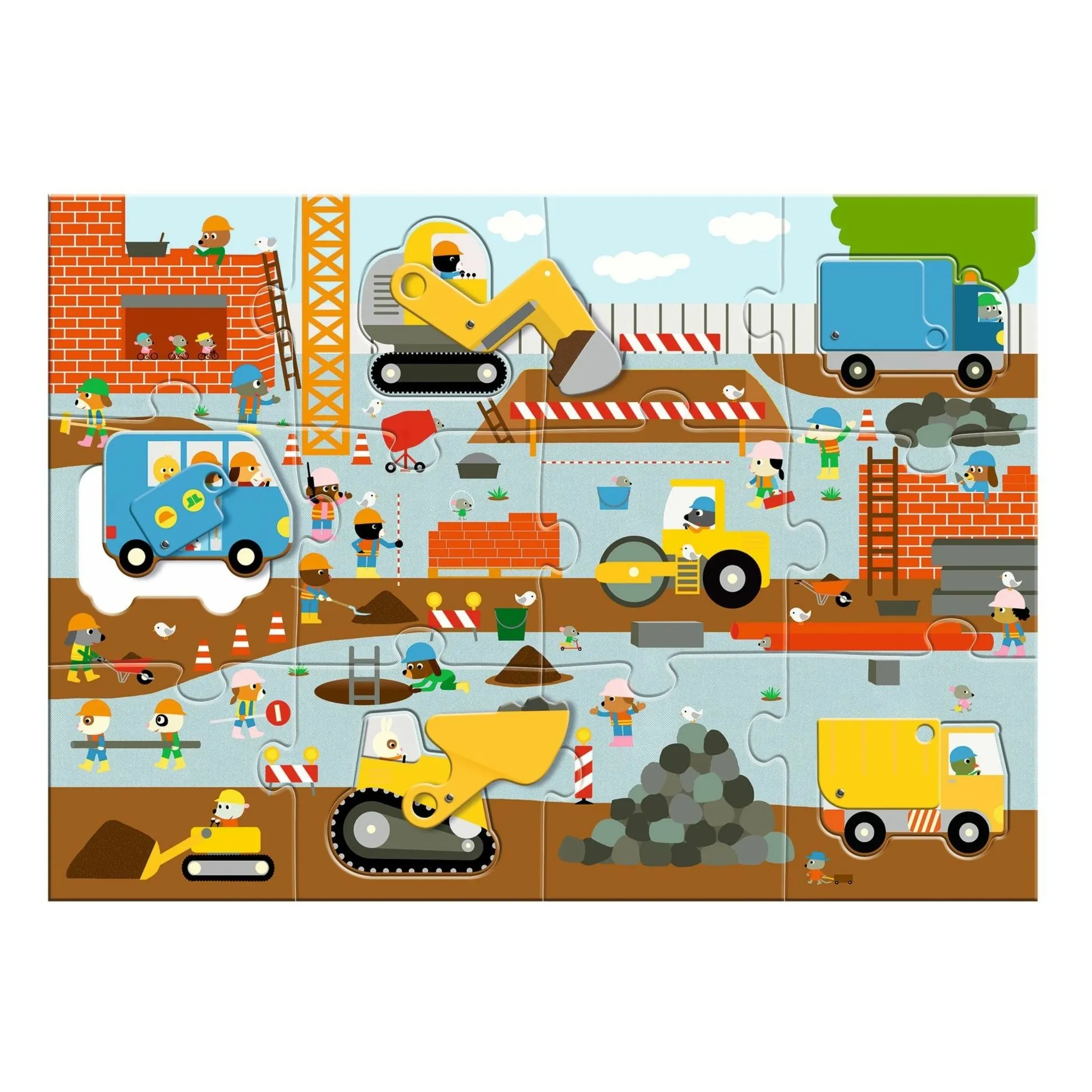 Djeco Multicoloured Le Chantier Puzzle - 17 Pieces