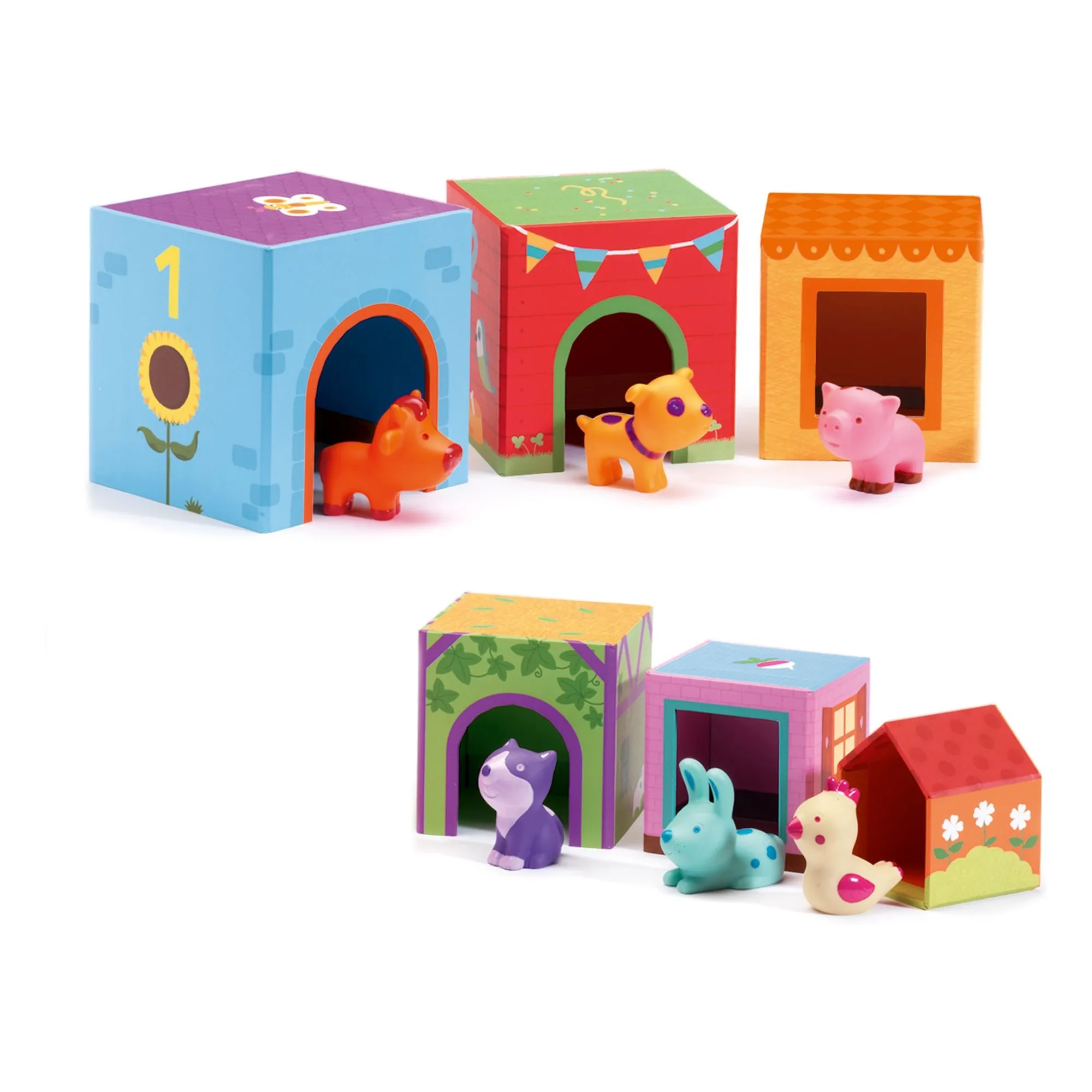 Djeco Multicoloured Topanifarm Stacking Games