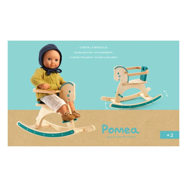 POMEA - Cheval à bascule pour poupée | Bleu