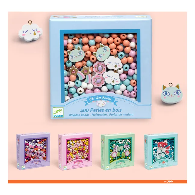 Perles en bois Arc-en-ciel | Rose