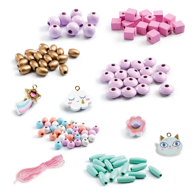 Perles en bois Arc-en-ciel | Rose