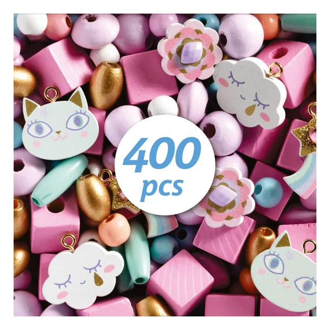 Perles en bois Arc-en-ciel | Rose
