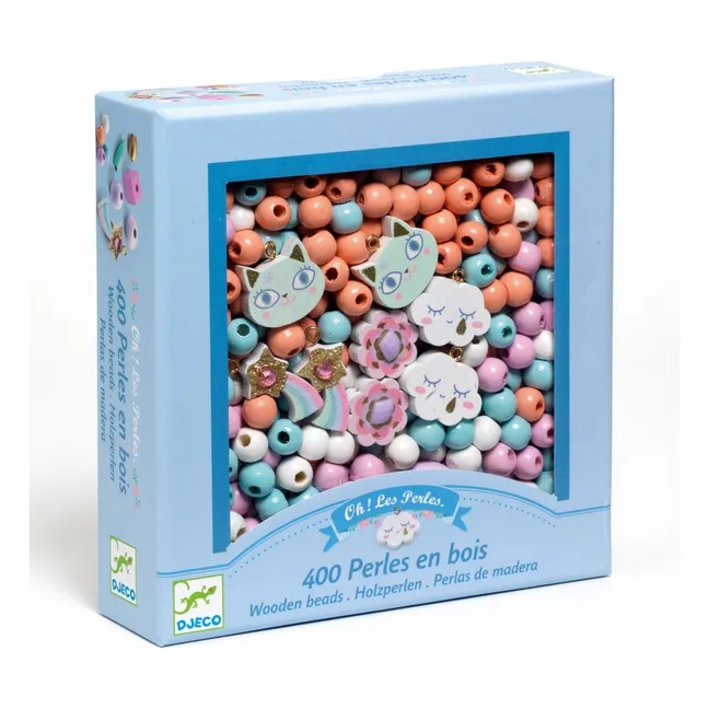 Perles en bois Arc-en-ciel | Rose