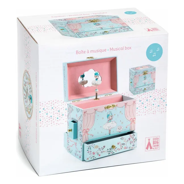 Boîte à bijoux Ballerine en scène | Bleu ciel