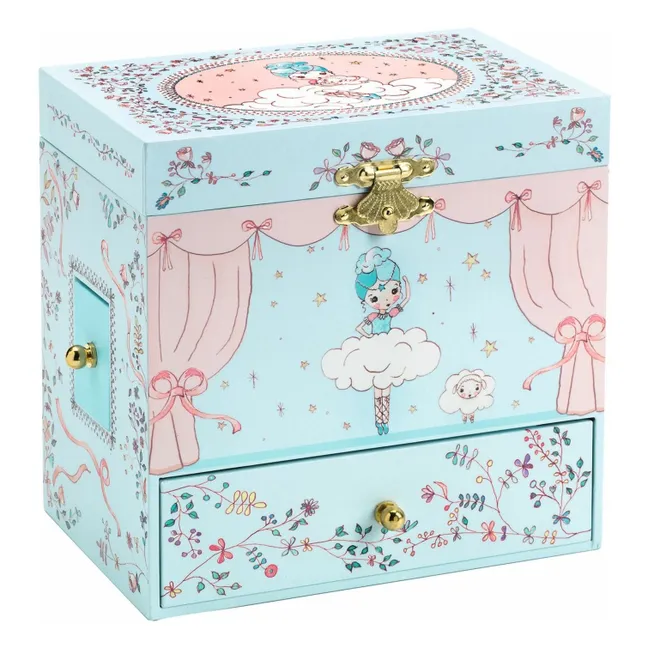 Boîte à bijoux Ballerine en scène | Bleu ciel