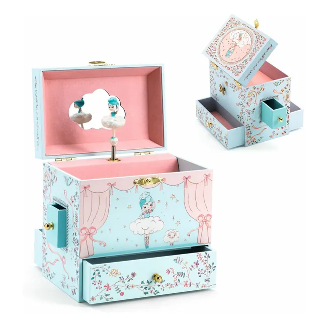 Boîte à bijoux Ballerine en scène | Bleu ciel