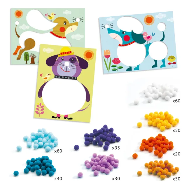 Pompom-Bilder Hunde zum Streicheln | Blau