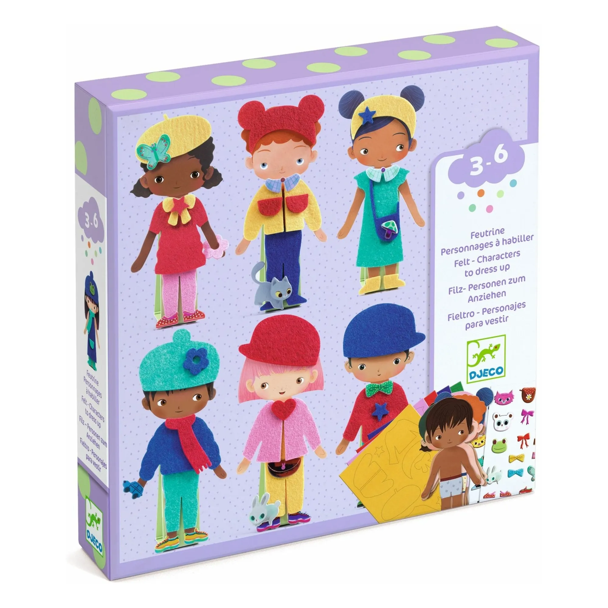 Djeco Boys Multicoloured Felt Characters To Dress Up