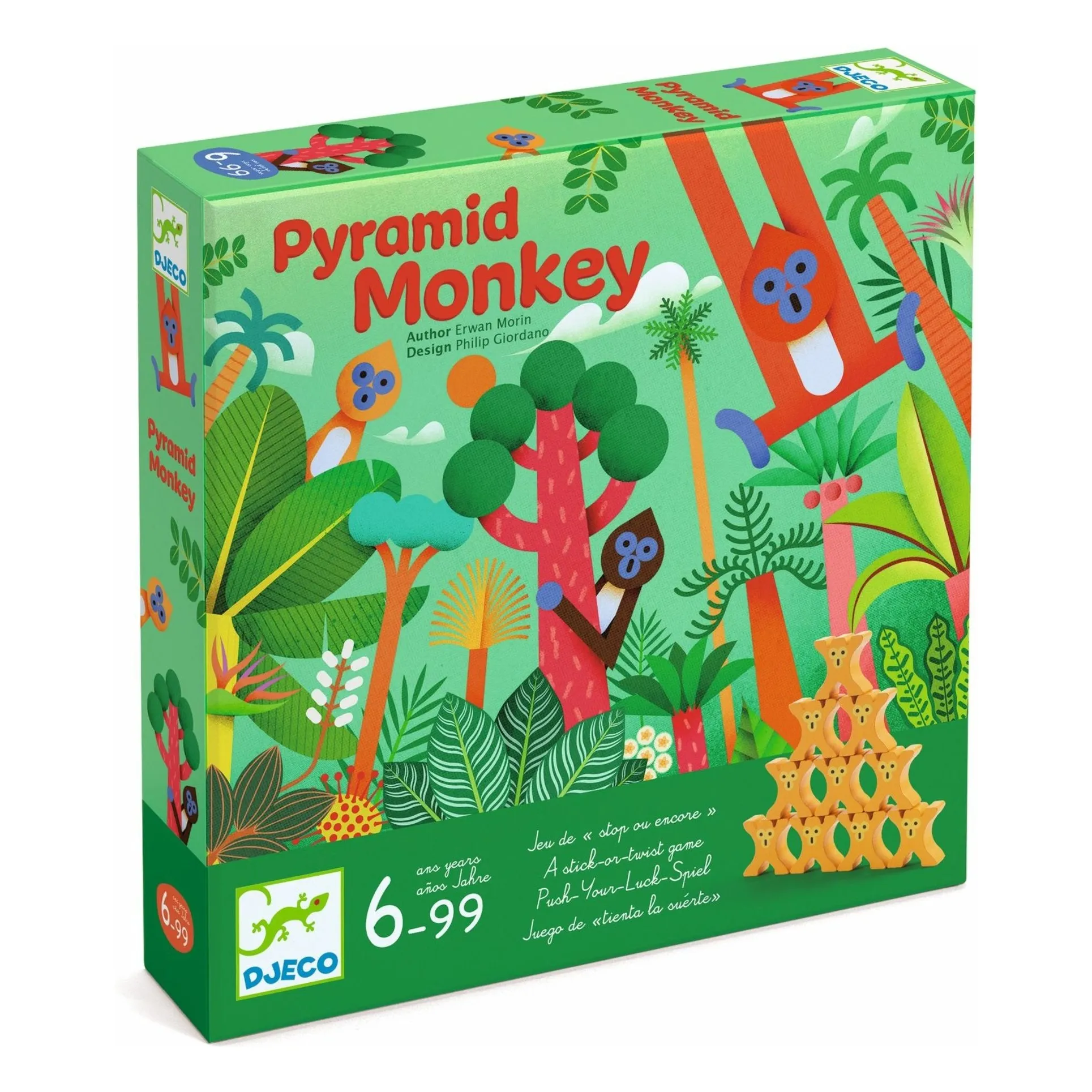Djeco Multicoloured Game Pyramid Monkey