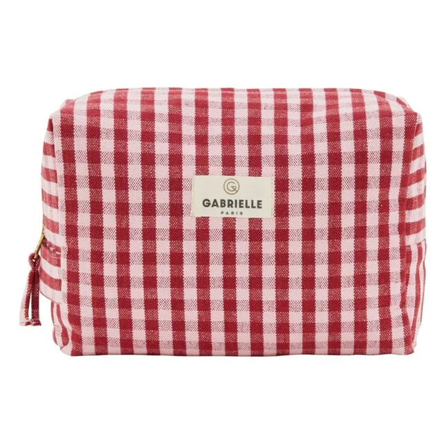 Gingham toiletry bag  | Cherry red