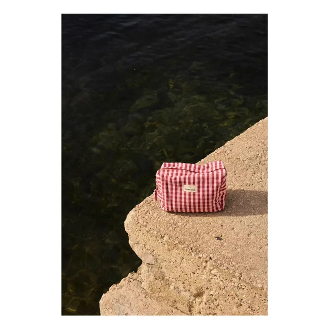 Gingham toiletry bag  | Cherry red