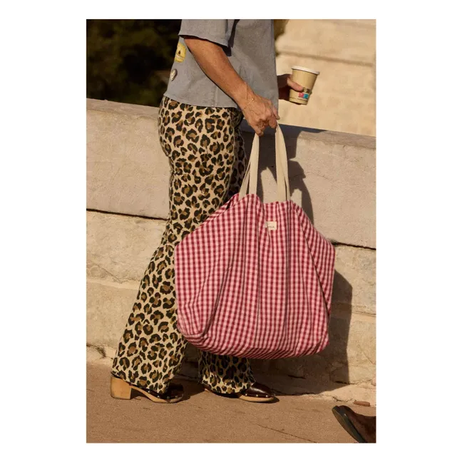 Sac de plage Vichy | Rouge cerise