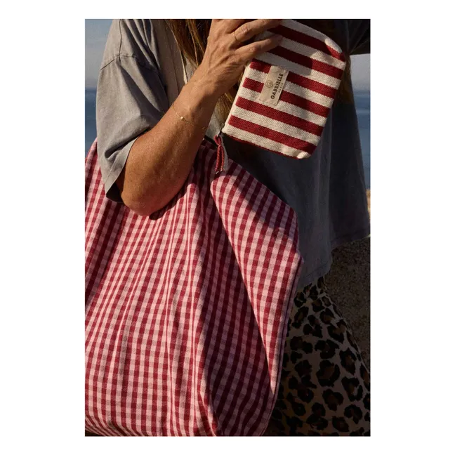 Sac de plage Vichy | Rouge cerise