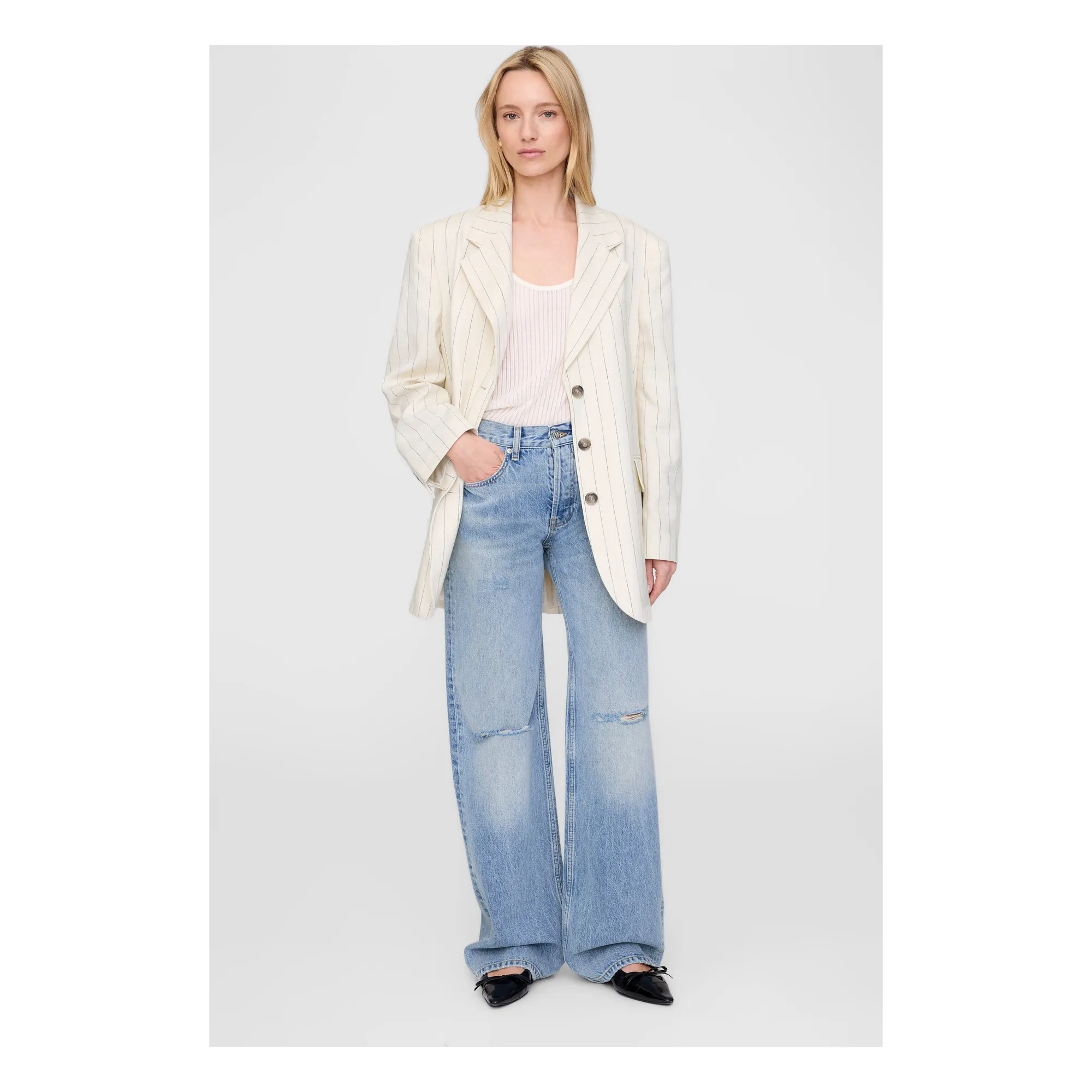 Veste Sara Rayée | Crème- Image produit n°1