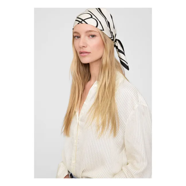 York Monogram Silk Scarf | Ivory