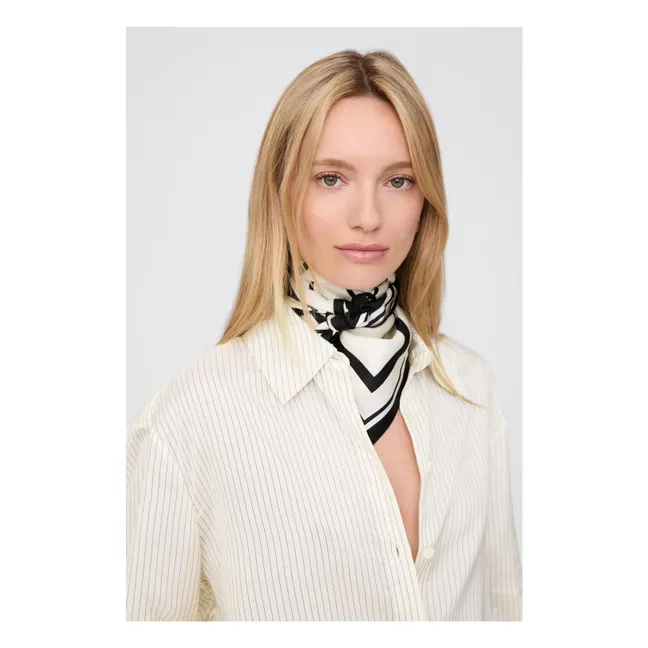 York Monogram Silk Scarf | Ivory
