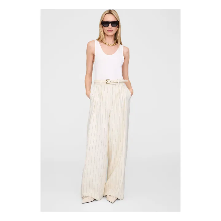 Pantalon Lou Rayé | Crème- Image produit n°1