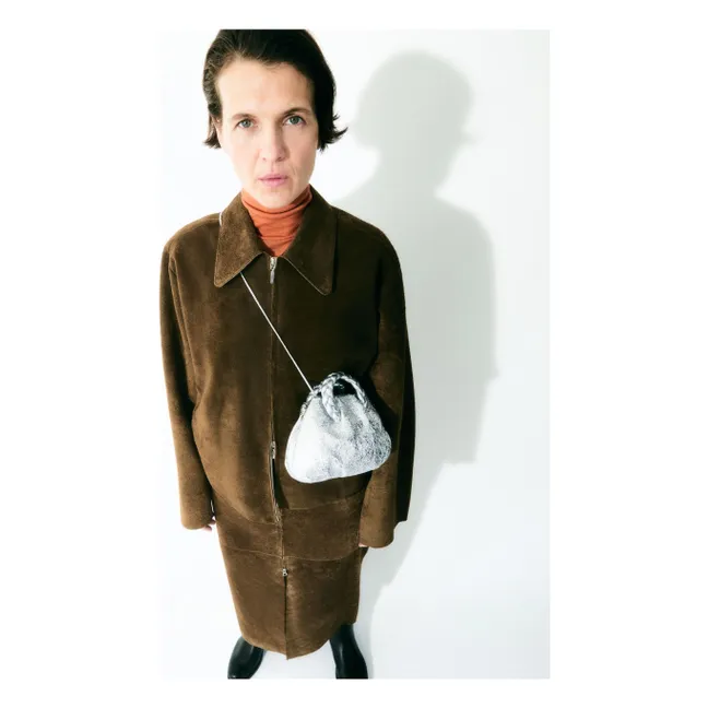 Crackle Metallic Bombon Bag | Silver