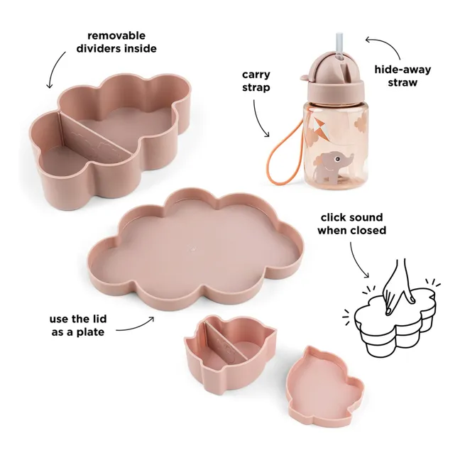 Snack boxes and water bottle | Pink