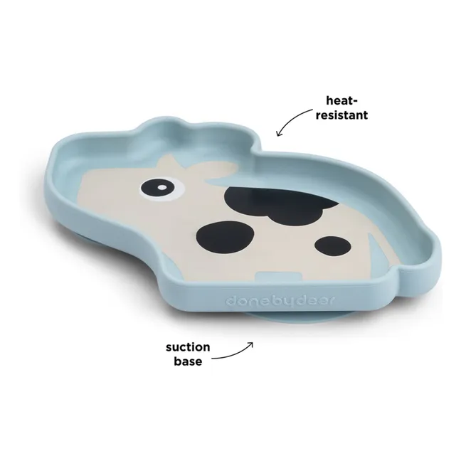 Assiette en silicone avec ventouse Dotti | Bleu ciel