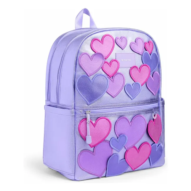 Sac à Dos Kane Deux Poches 3D Hearts | 	Lilas