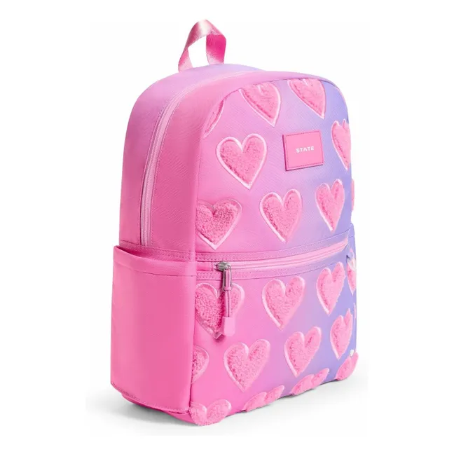 Kane Ombre Fuzzy Hearts Backpack | Pink