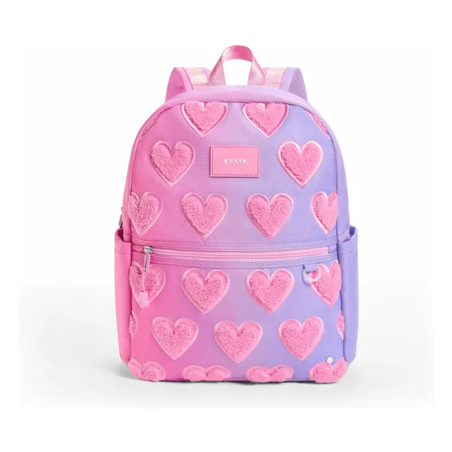 Kane Ombre Fuzzy Hearts Backpack | Pink