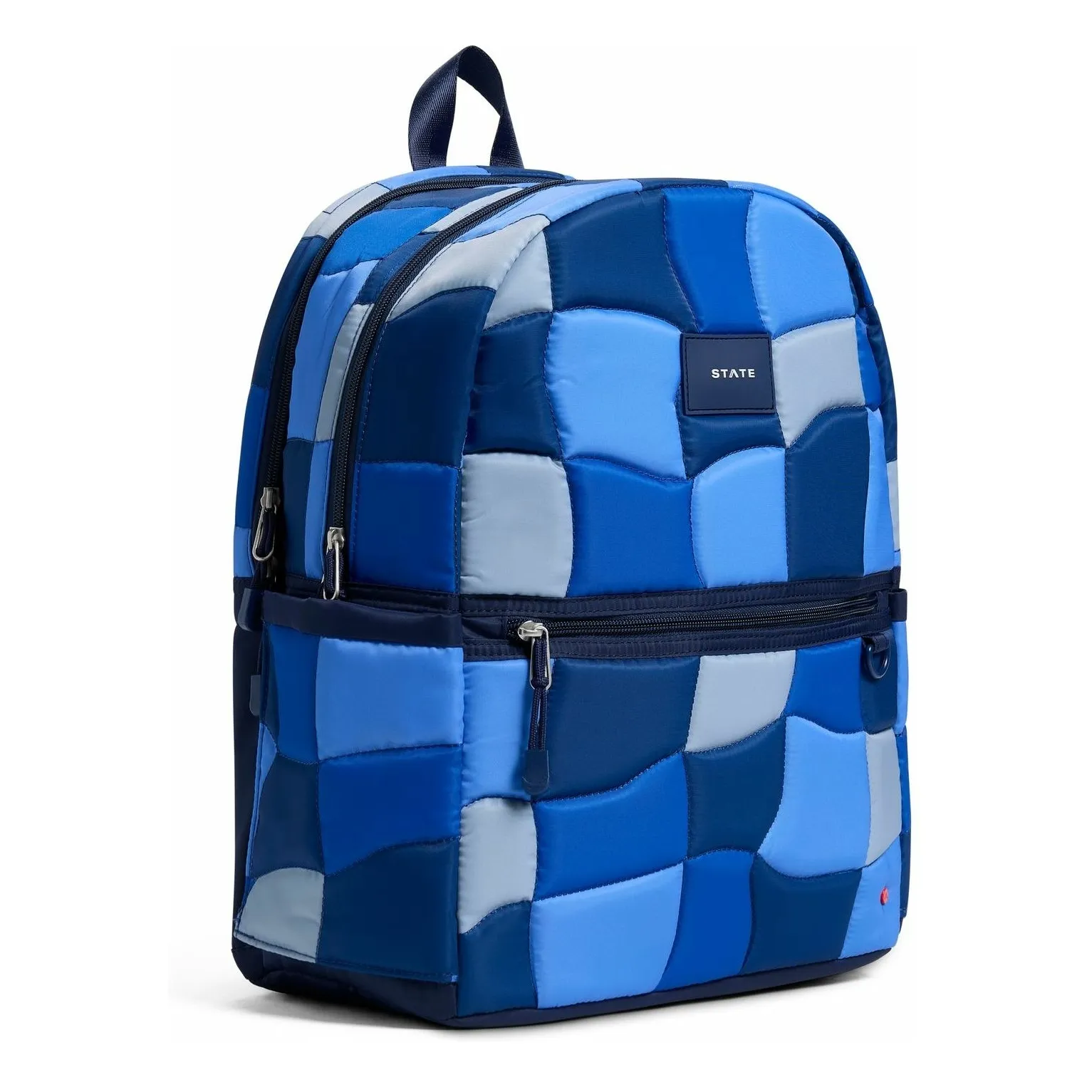 State Bags Blue Kane Two Pockets Puffer Check Backpack