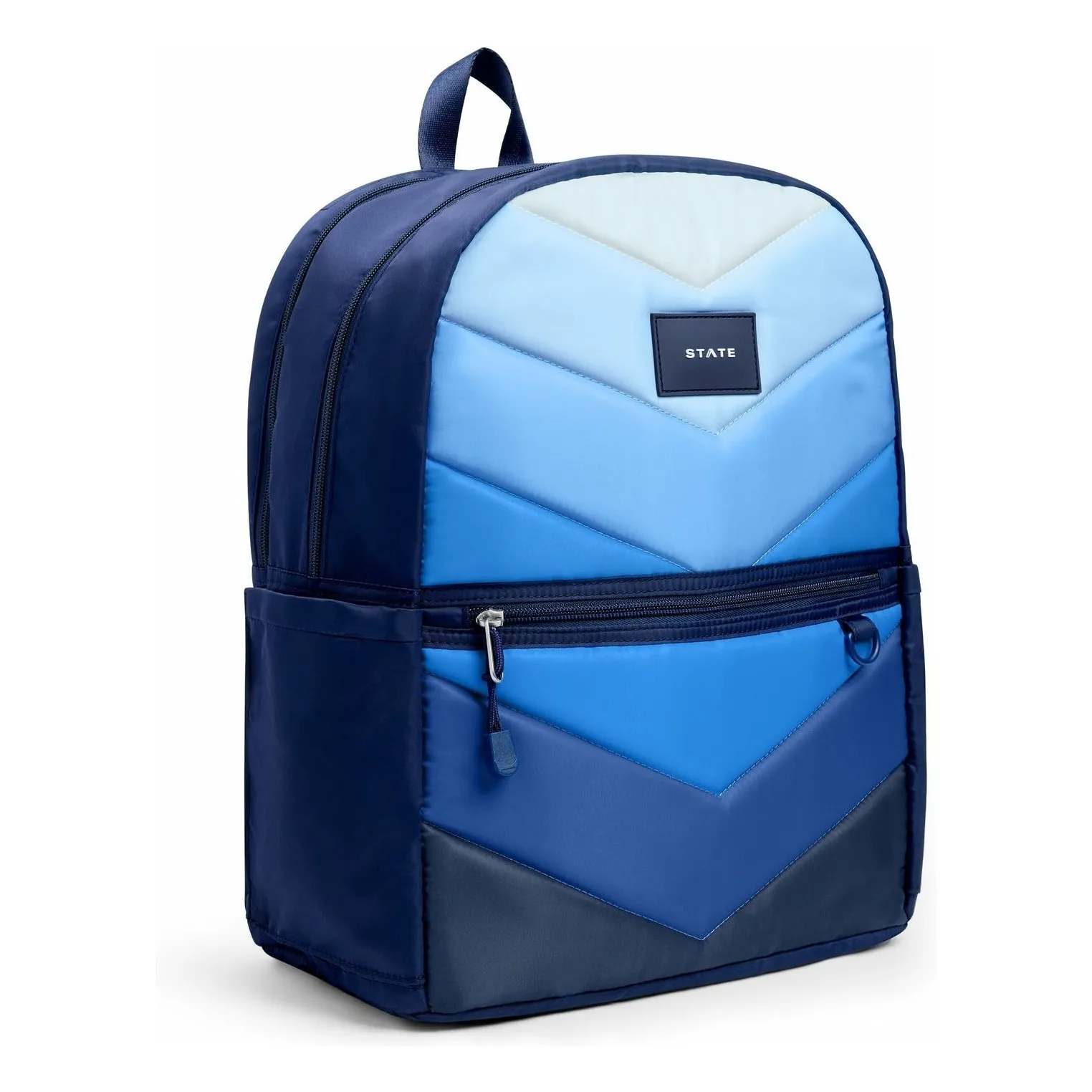 State Bags Blue Kane Two Pockets Backpack Chevron