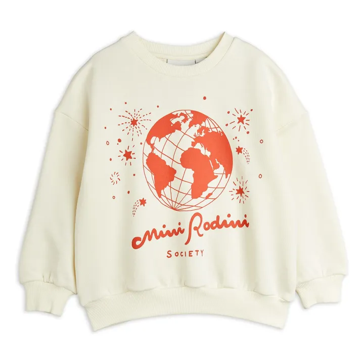 Mini Rodini Society organic cotton sweatshirt | Ecru- Product image n°0