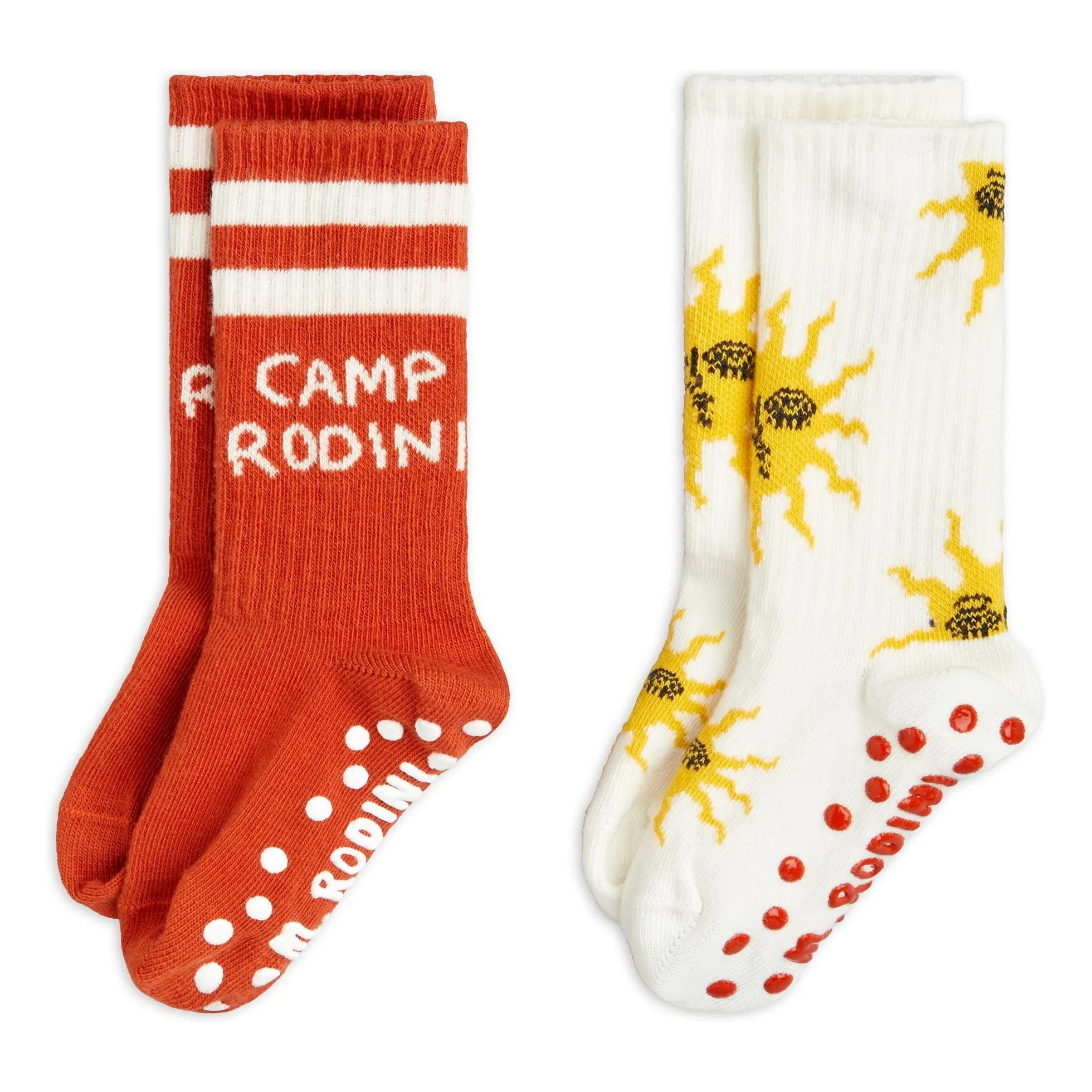 Mini Rodini Ecru Set Of 2 Pairs Of Sun Organic Cotton Socks
