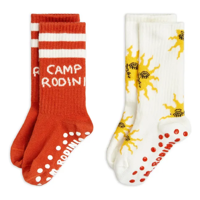 Set of 2 Pairs of Sun Organic Cotton Socks | Ecru