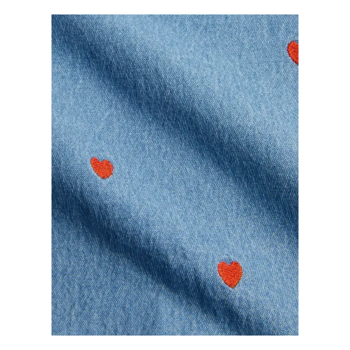 Robe Mini Cœurs Coton Bio | Denim- Image produit n°3