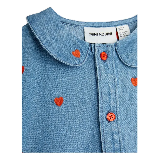 Robe Mini Cœurs Coton Bio | Denim