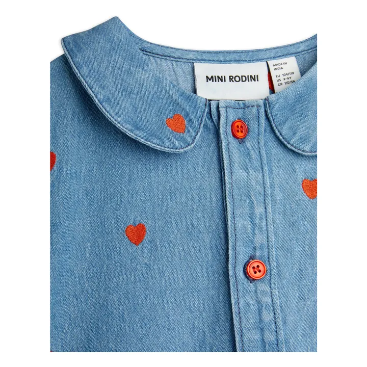 Robe Mini Cœurs Coton Bio | Denim- Image produit n°2