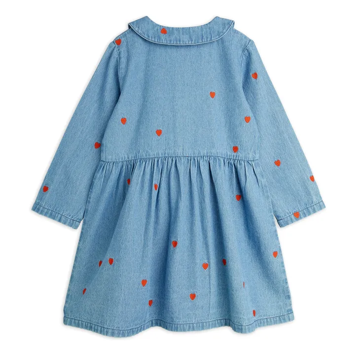 Robe Mini Cœurs Coton Bio | Denim- Image produit n°1