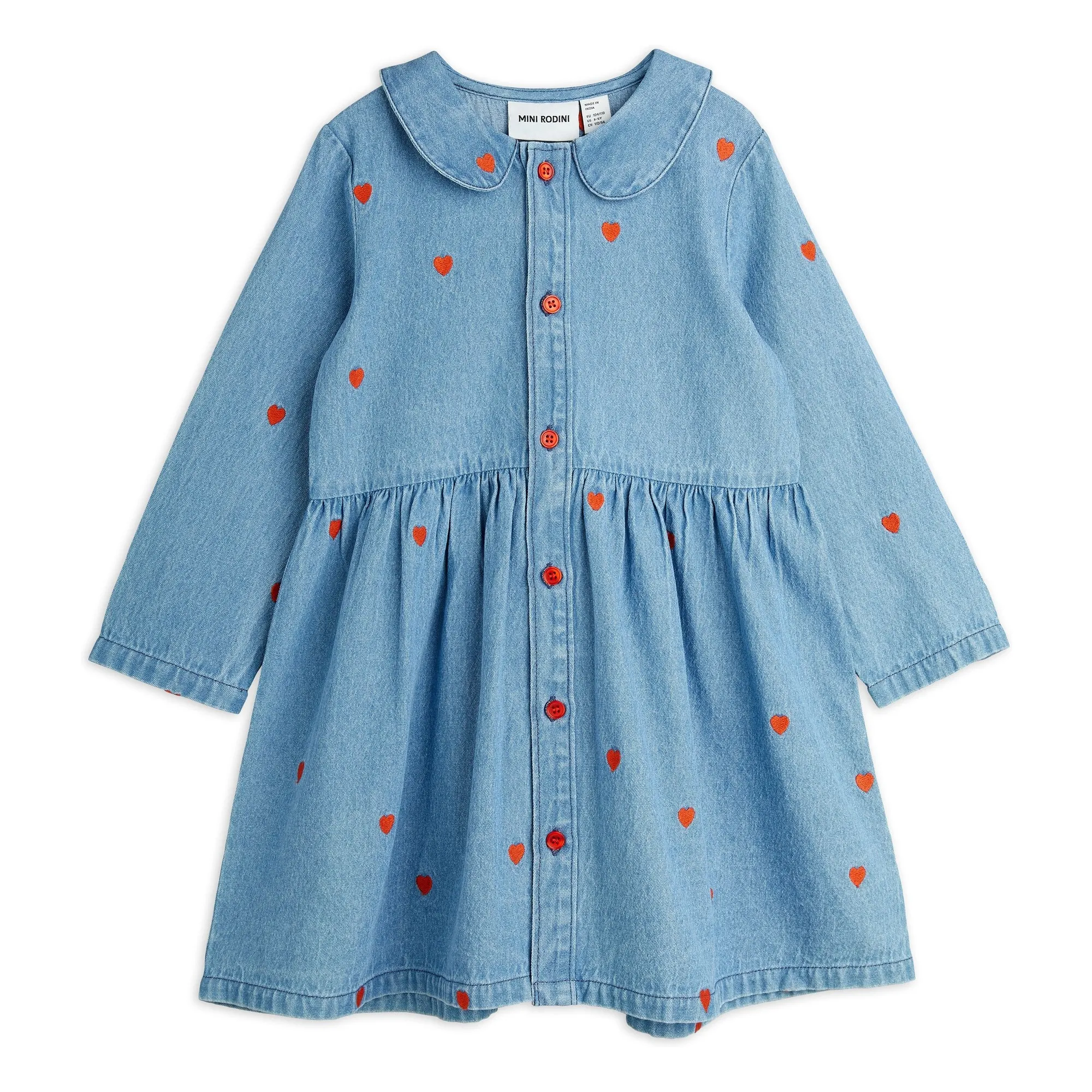 Mini Rodini Denim Organic Cotton Mini Hearts Dress