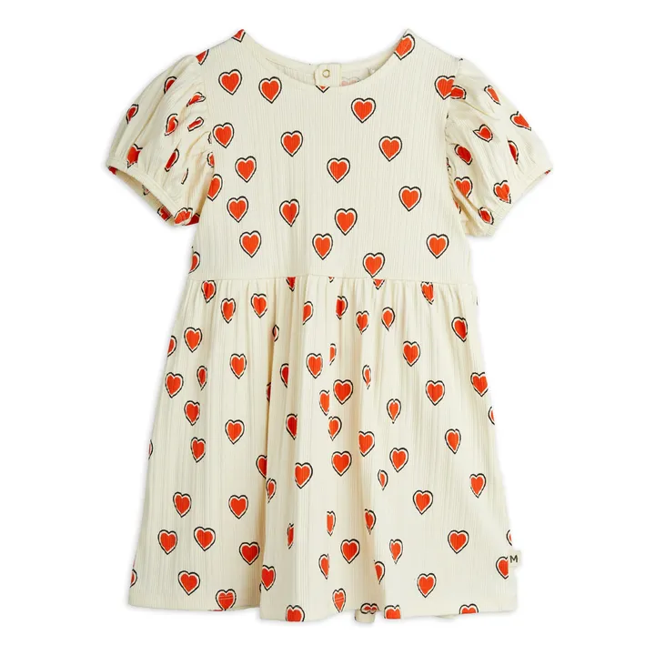 Robe Cœurs Coton Bio | Ecru- Image produit n°0