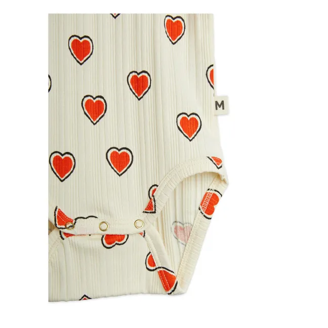 Ensemble Body et Legging Cœurs Coton Bio | Ecru