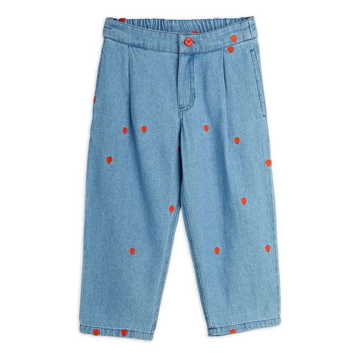 Jean Straight Mini Cœurs Coton Bio | Denim- Image produit n°0