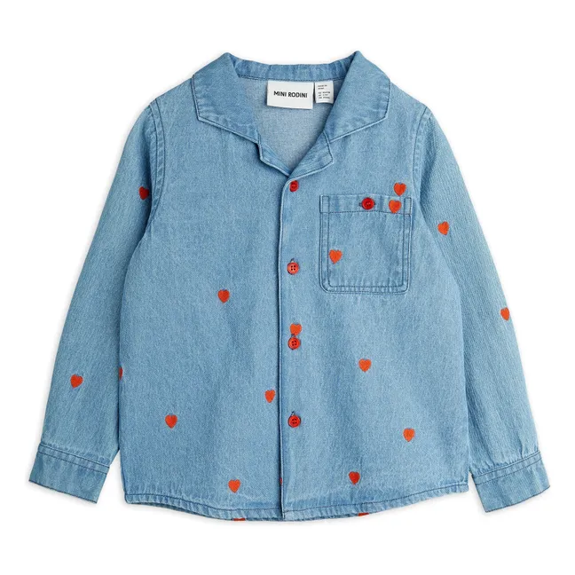 Chemise Mini Cœurs Coton Bio | Denim