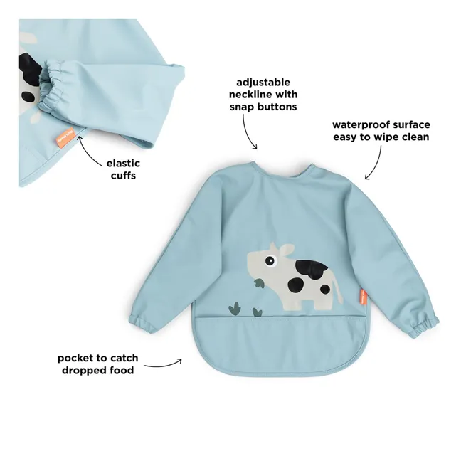 Tiny Farm bib with sleeves | Blue