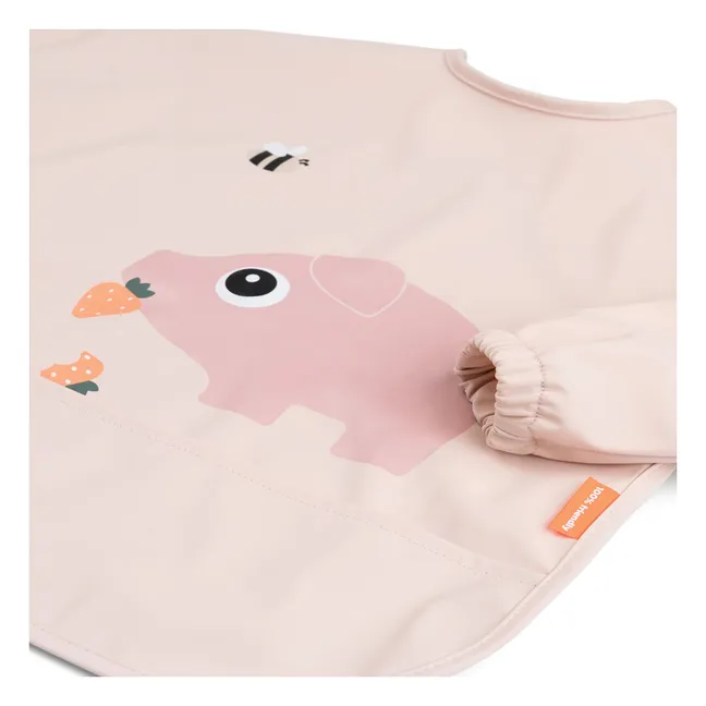 Tiny Farm bib with sleeves | Pale Pink