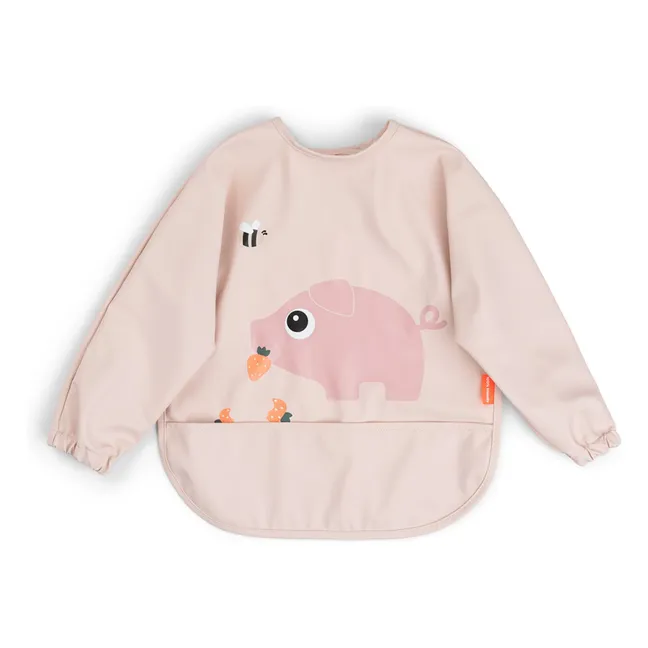 Tiny Farm bib with sleeves | Pale Pink